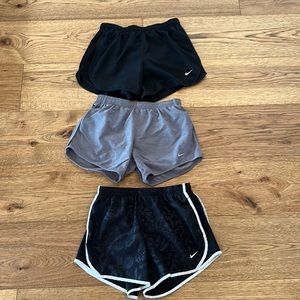 Bundle of 3 Nike girls youth running shorts. Size large.